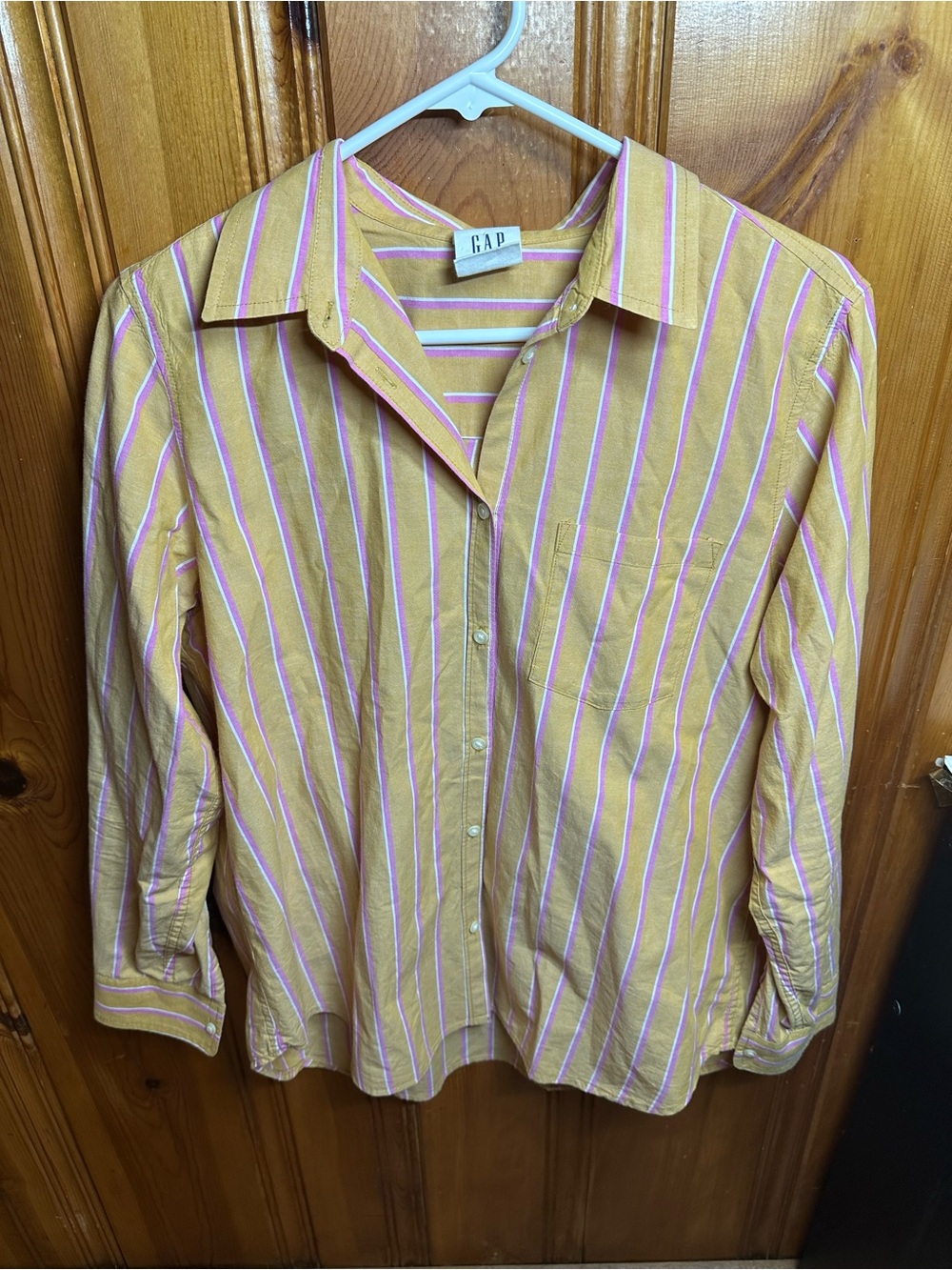 GAP Yellow Striped Shirt with Pink & White Accents